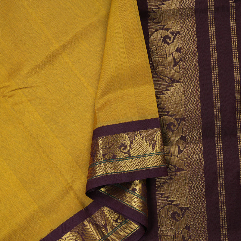 Hayagrivas Handloom Korvai Silk Cotton Saree in Bold Mustard KBD1862B6-14