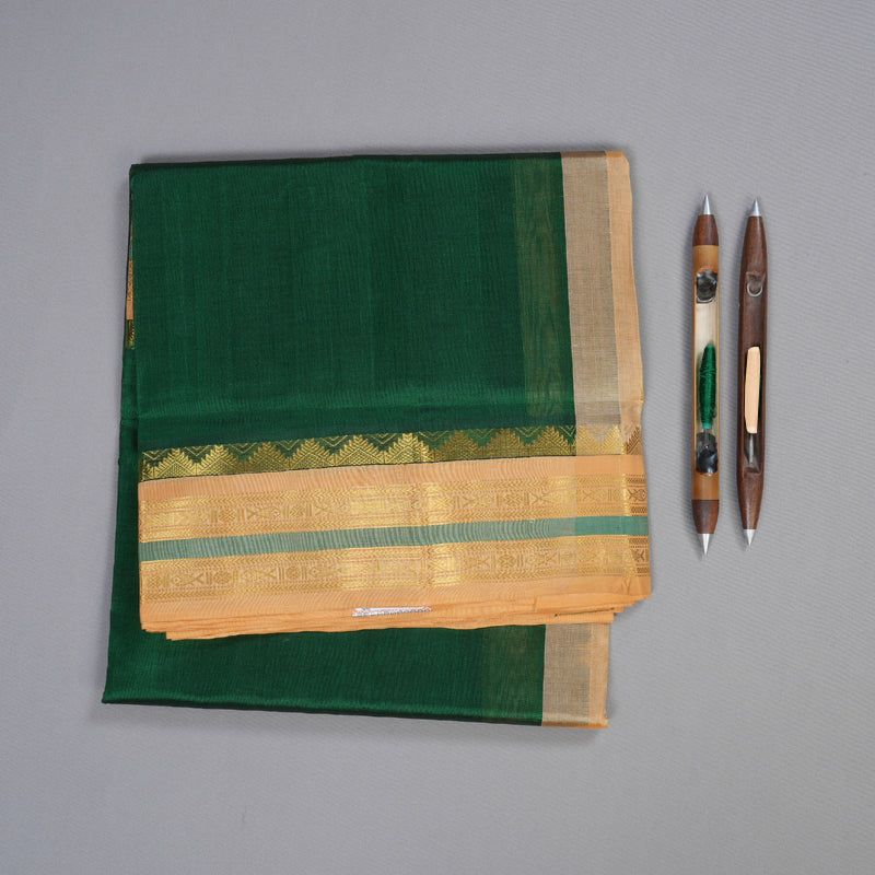 Hayagrivas Handloom Silk Cotton Saree in Imperial Bottle Green KBD1862B6-23