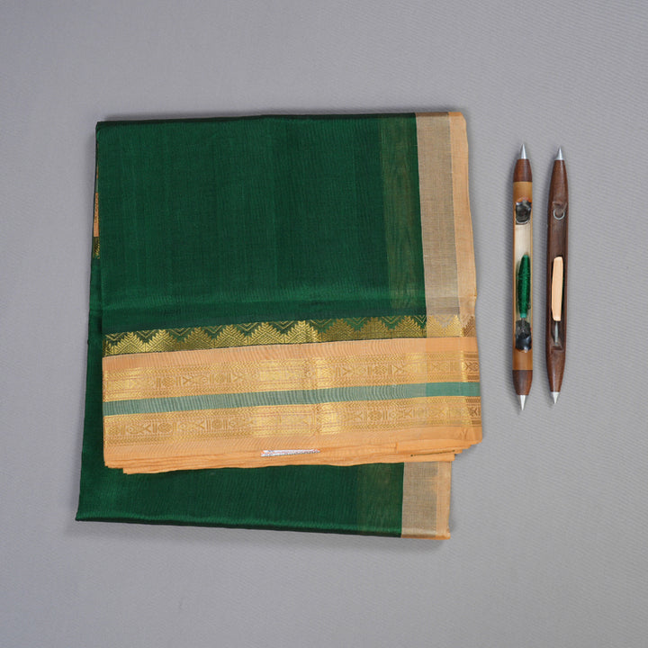 Hayagrivas Handloom Silk Cotton Saree in Imperial Bottle Green KBD1862B6-23