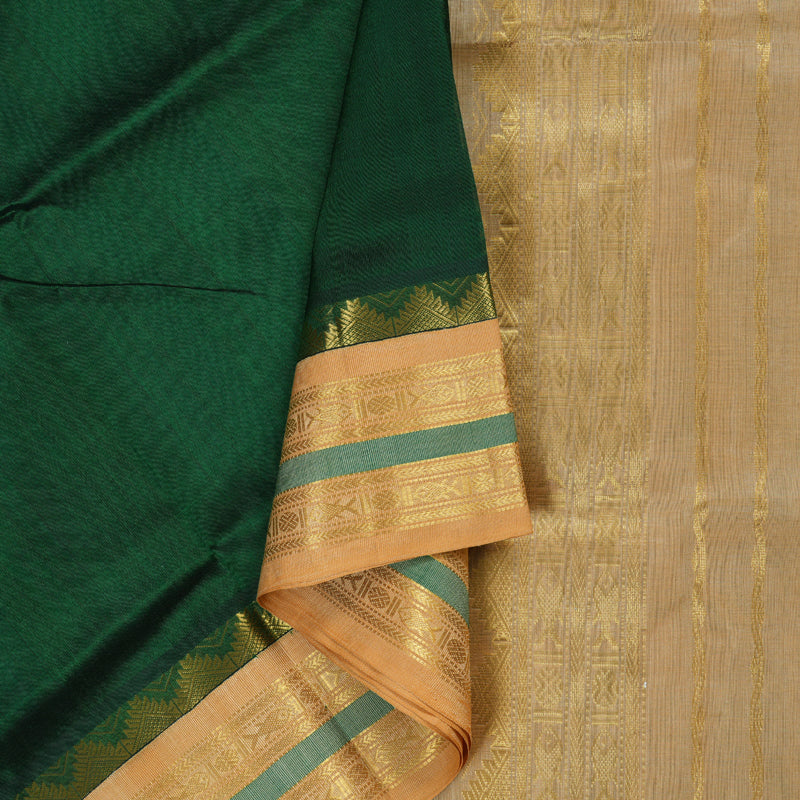 Hayagrivas Handloom Silk Cotton Saree in Imperial Bottle Green KBD1862B6-23