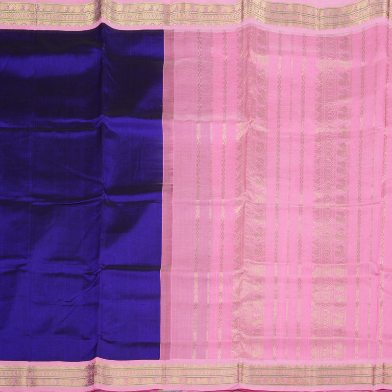Hayagrivas Handloom Silk Cotton Saree in Mystical Blue and Baby Pink Contrast KBD1862B6-28