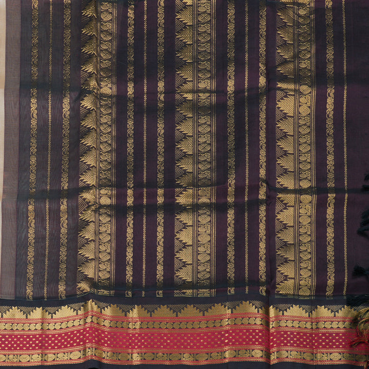 Hayagrivas Handloom Silk Cotton Saree in Timeless Beige KBD1862B7-1
