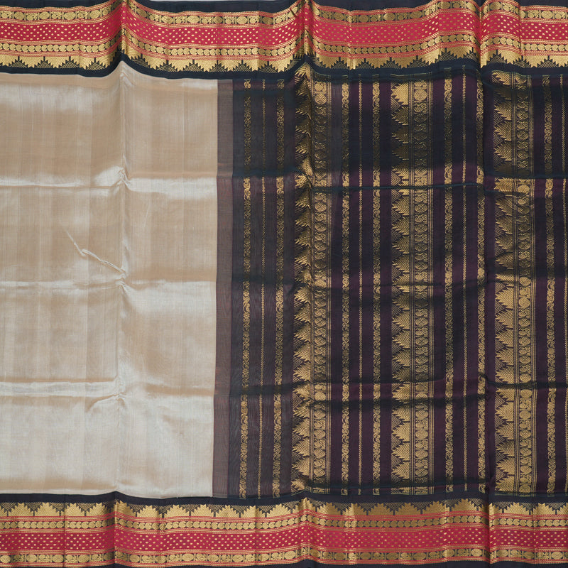 Hayagrivas Handloom Silk Cotton Saree in Timeless Beige KBD1862B7-1
