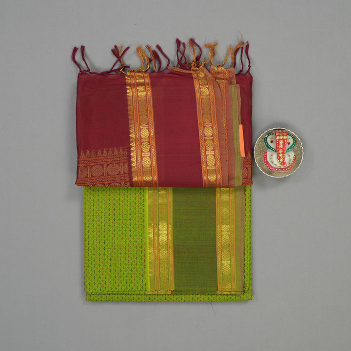 Hayagrivas Parrot Green Pure Silk Cotton Saree KBD1862B8-2