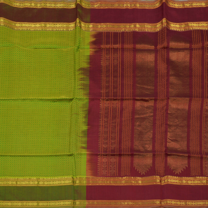 Hayagrivas Parrot Green Pure Silk Cotton Saree KBD1862B8-2