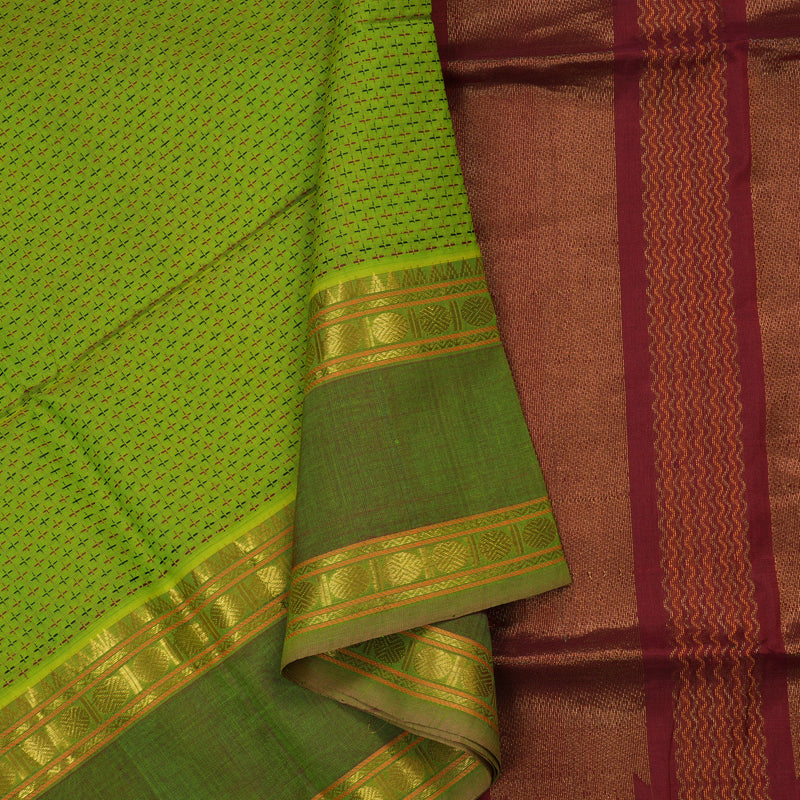Hayagrivas Parrot Green Pure Silk Cotton Saree KBD1862B8-2