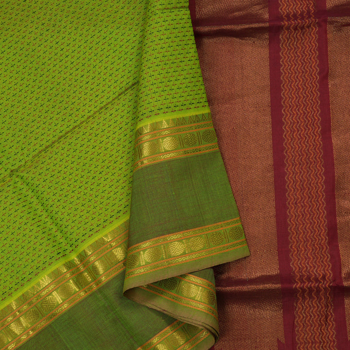 Hayagrivas Parrot Green Pure Silk Cotton Saree KBD1862B8-2