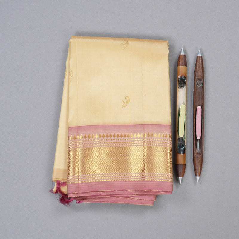 Hayagrivas Sandal Handloom Kanjivaram Silk Saree with Baby Pink Border KBD1867B1-33