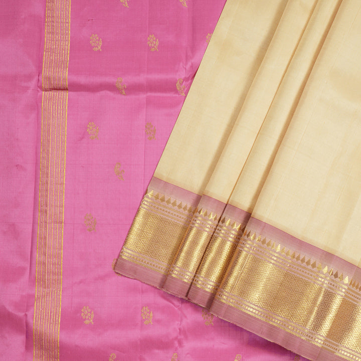 Hayagrivas Sandal Handloom Kanjivaram Silk Saree with Baby Pink Border KBD1867B1-33