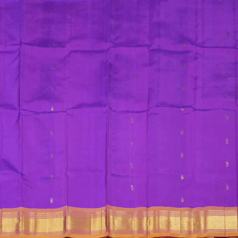 Hayagrivas Purple Handloom Kanjivaram Silk Saree with Dual Tone (Yellow With Pink) Border KBD1867B1-40