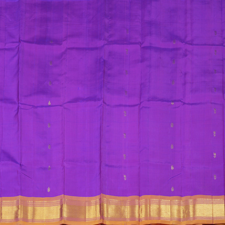 Hayagrivas Purple Handloom Kanjivaram Silk Saree with Dual Tone (Yellow With Pink) Border KBD1867B1-40
