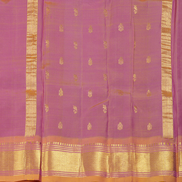 Hayagrivas Purple Handloom Kanjivaram Silk Saree with Dual Tone (Yellow With Pink) Border KBD1867B1-40