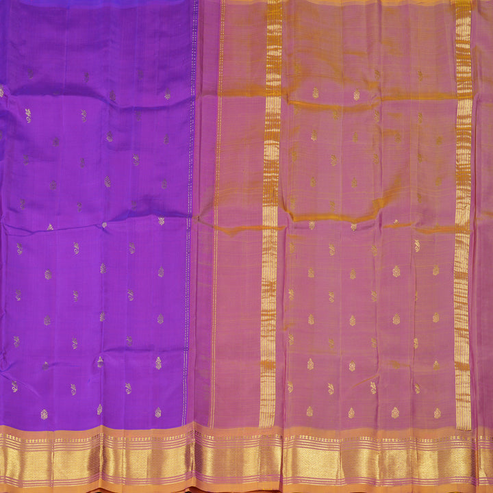 Hayagrivas Purple Handloom Kanjivaram Silk Saree with Dual Tone (Yellow With Pink) Border KBD1867B1-40