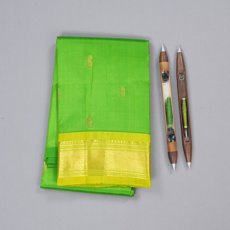 Hayagrivas Light Green Handloom Kanjivaram Silk Saree with Lemon Green Border KBD1868B1-15