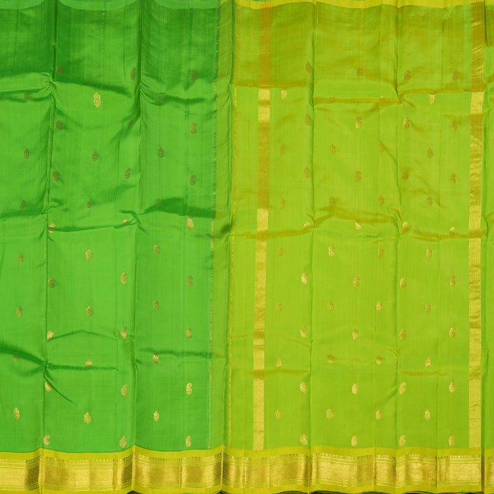 Hayagrivas Light Green Handloom Kanjivaram Silk Saree with Lemon Green Border KBD1868B1-15