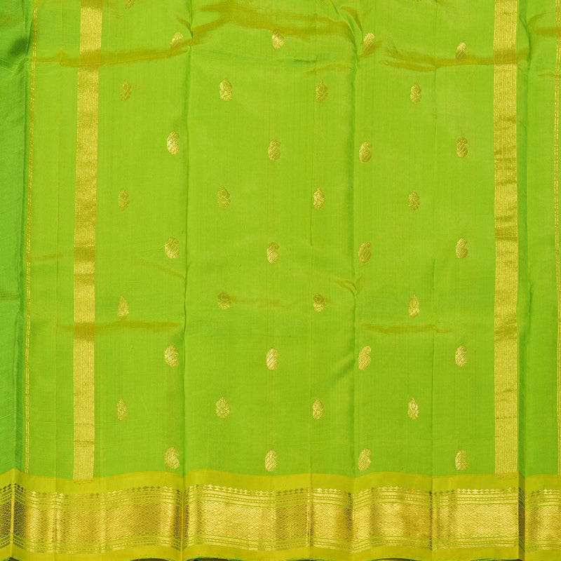 Hayagrivas Light Green Handloom Kanjivaram Silk Saree with Lemon Green Border KBD1868B1-15