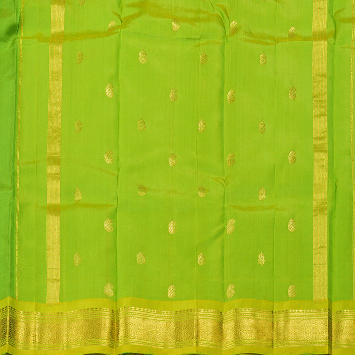 Hayagrivas Light Green Handloom Kanjivaram Silk Saree with Lemon Green Border KBD1868B1-15