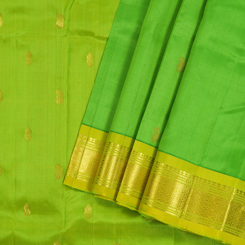 Hayagrivas Light Green Handloom Kanjivaram Silk Saree with Lemon Green Border KBD1868B1-15