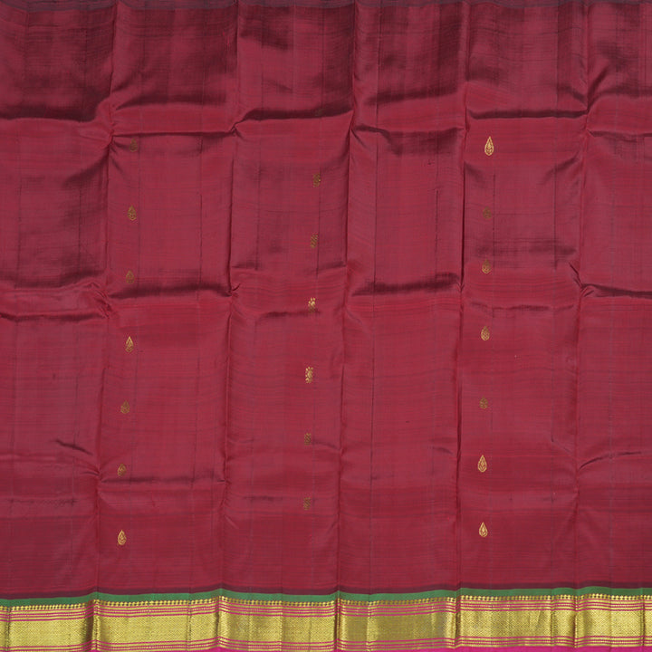 Hayagrivas Maroon Handloom Kanjivaram Silk Saree with Mandhalir Border KBD1868B2-4