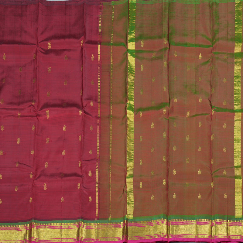 Hayagrivas Maroon Handloom Kanjivaram Silk Saree with Mandhalir Border KBD1868B2-4