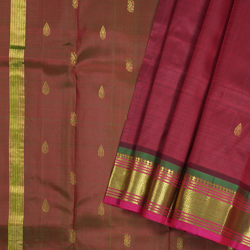 Hayagrivas Maroon Handloom Kanjivaram Silk Saree with Mandhalir Border KBD1868B2-4