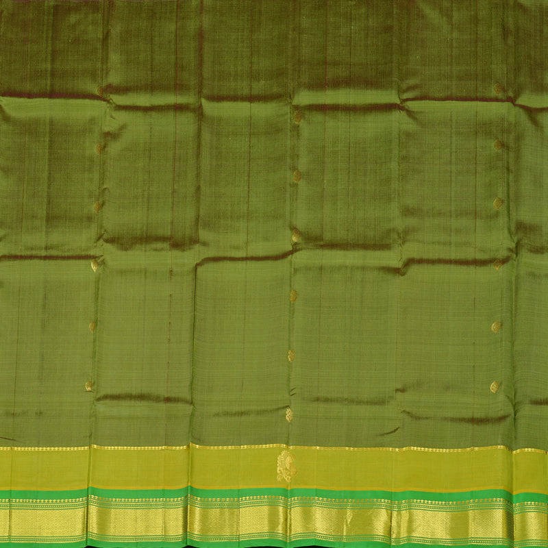 Hayagrivas Mehandi Green Handloom Kanjivaram Silk Saree with Green Border KBD1868B5-16