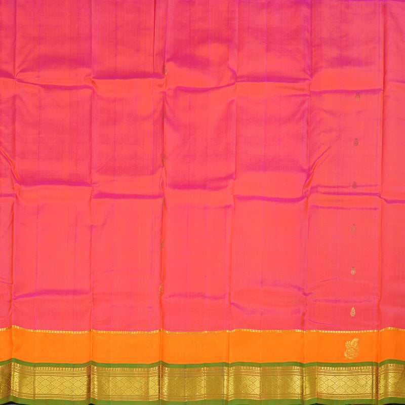Hayagrivas Handloom Kanjivaram Silk Saree in Striking Orangish Pink KBD1868B5-9