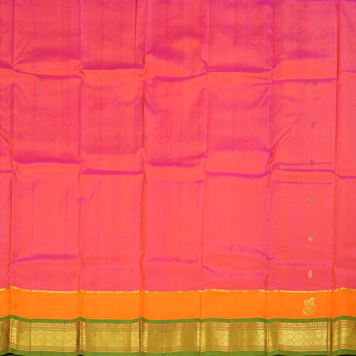 Hayagrivas Handloom Kanjivaram Silk Saree in Striking Orangish Pink KBD1868B5-9