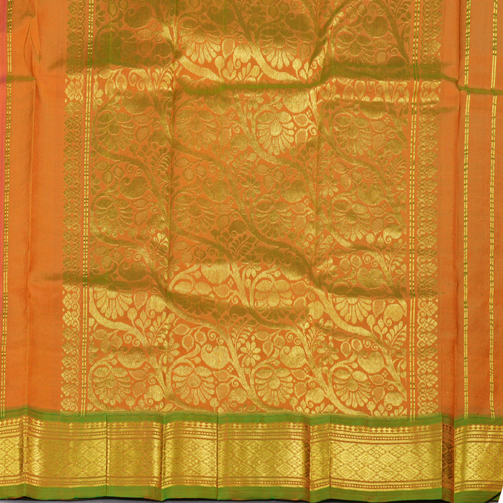 Hayagrivas Handloom Kanjivaram Silk Saree in Striking Orangish Pink KBD1868B5-9