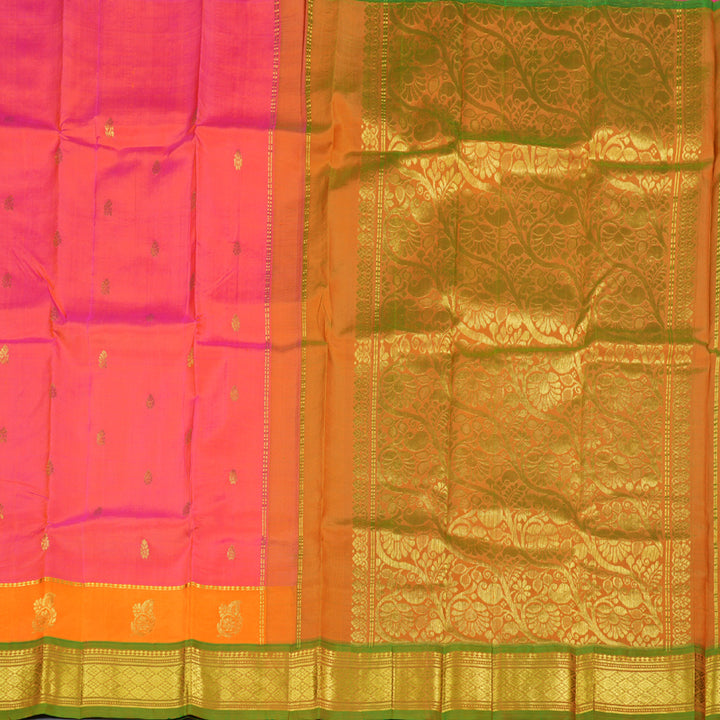 Hayagrivas Handloom Kanjivaram Silk Saree in Striking Orangish Pink KBD1868B5-9