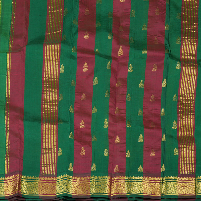 Hayagrivas Fluorescent Green Handloom Kanjivaram Silk Saree with Green and Maroon Border KBD1869B1-2