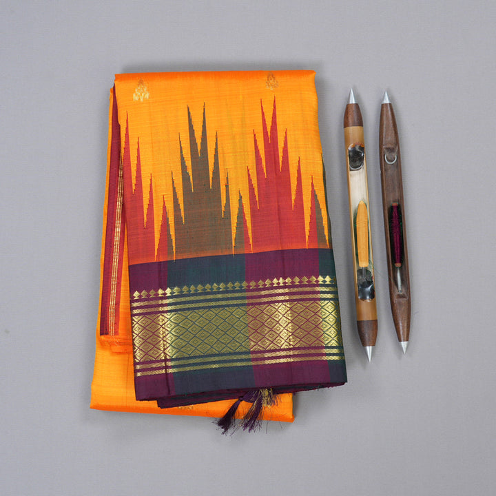 Hayagrivas Handloom Kanjivaram Silk Saree in Effervescent Mango Yellow KBD1869B1-26
