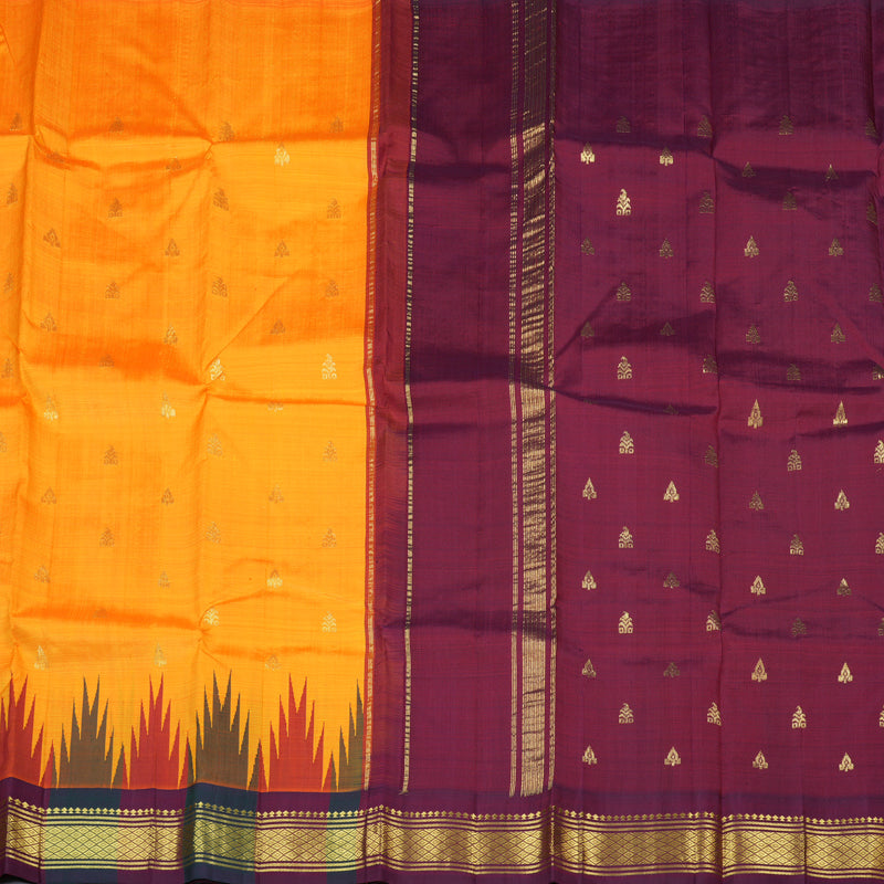 Hayagrivas Handloom Kanjivaram Silk Saree in Effervescent Mango Yellow KBD1869B1-26
