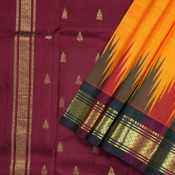 Hayagrivas Handloom Kanjivaram Silk Saree in Effervescent Mango Yellow KBD1869B1-26