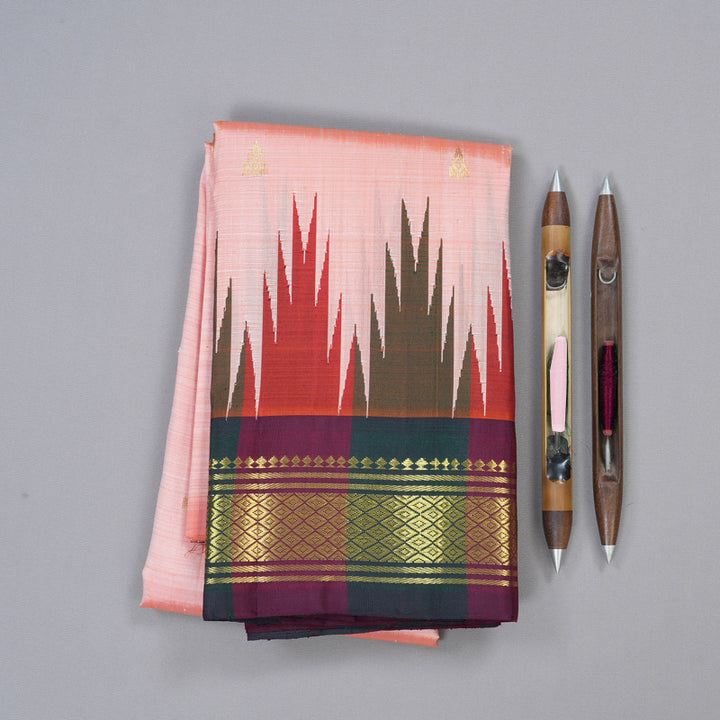Hayagrivas Handloom Kanjivaram Silk Saree in Captivating Peach Orange KBD1869B1-8