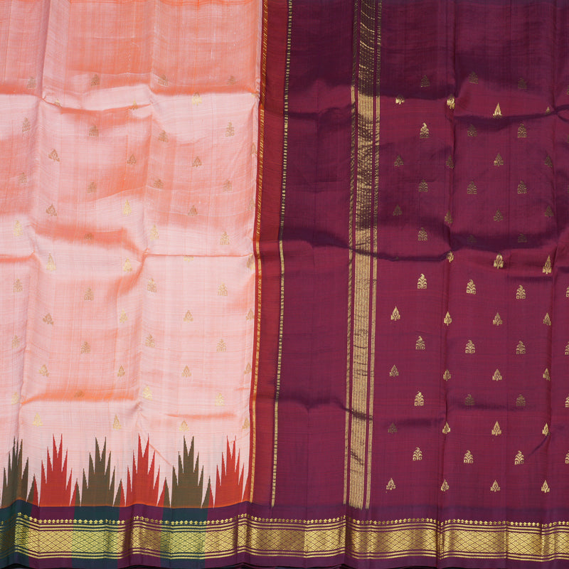 Hayagrivas Handloom Kanjivaram Silk Saree in Captivating Peach Orange KBD1869B1-8