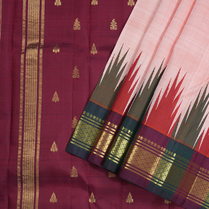 Hayagrivas Handloom Kanjivaram Silk Saree in Captivating Peach Orange KBD1869B1-8