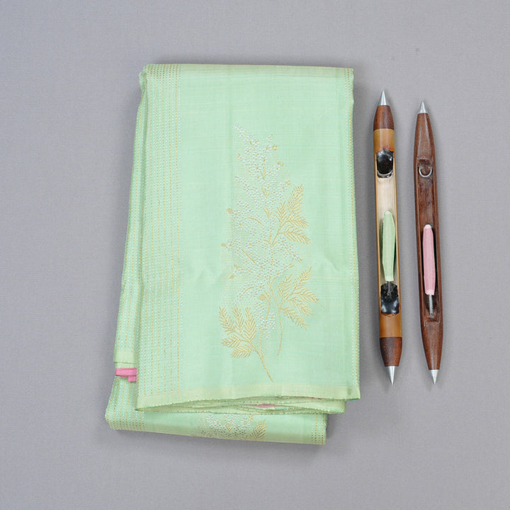 Hayagrivas Light Pastel Green Handloom Kanjivaram Silk Saree KBD1873B1-1