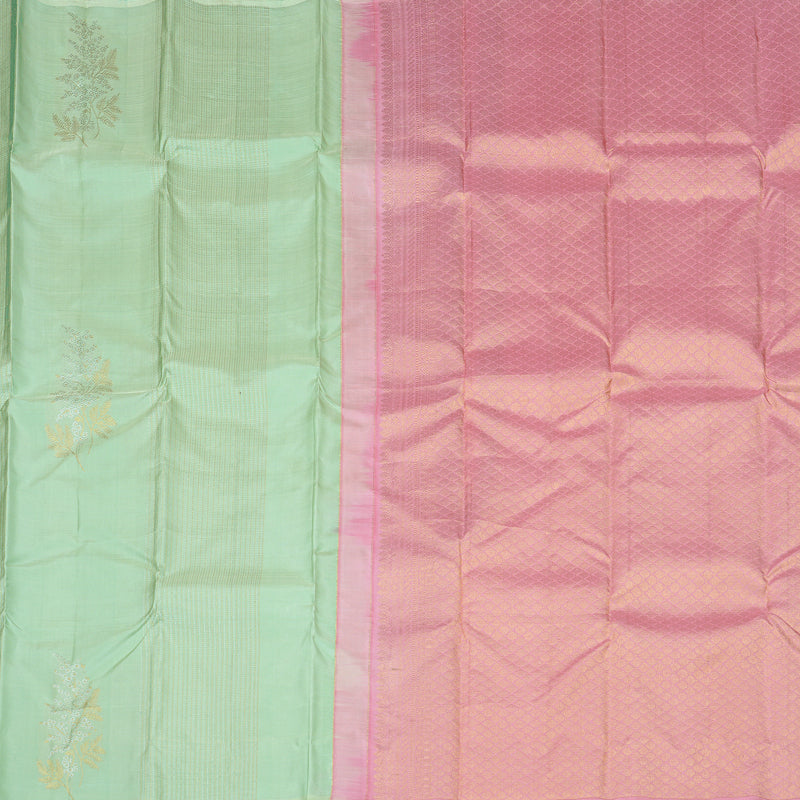 Hayagrivas Light Pastel Green Handloom Kanjivaram Silk Saree KBD1873B1-1
