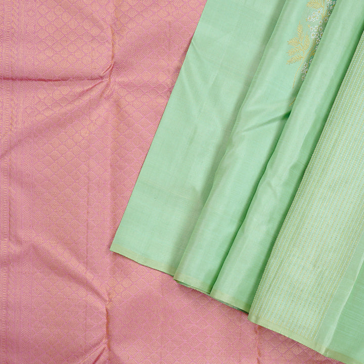 Hayagrivas Light Pastel Green Handloom Kanjivaram Silk Saree KBD1873B1-1