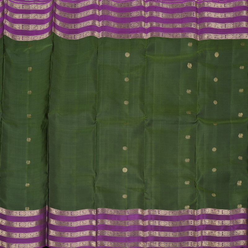 Hayagrivas Handloom Kanjivaram Silk Saree in Sumptuous Mehendi Green KBD1873B15-2