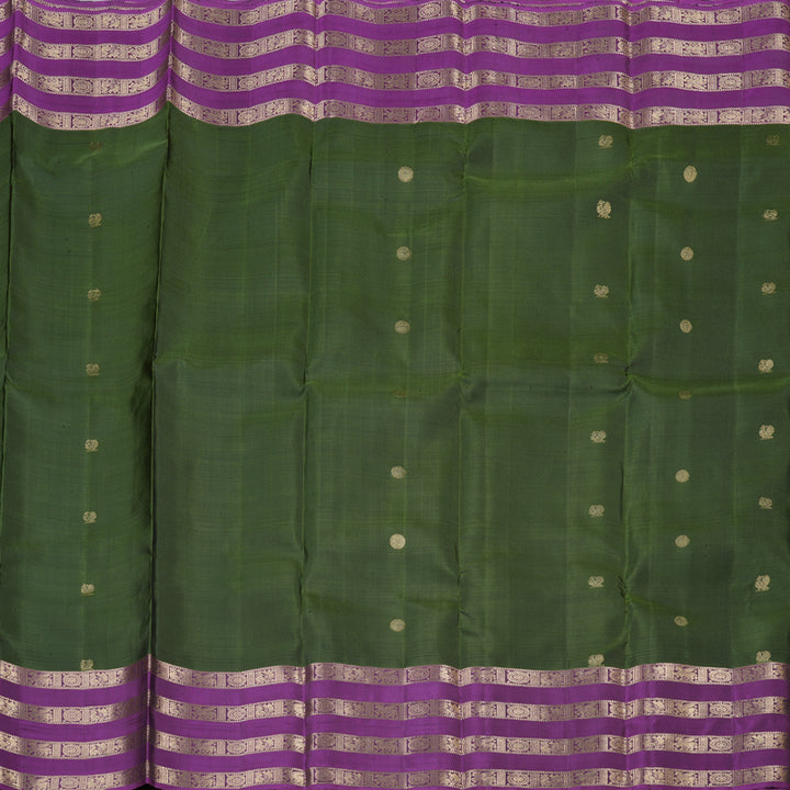 Hayagrivas Handloom Kanjivaram Silk Saree in Sumptuous Mehendi Green KBD1873B15-2