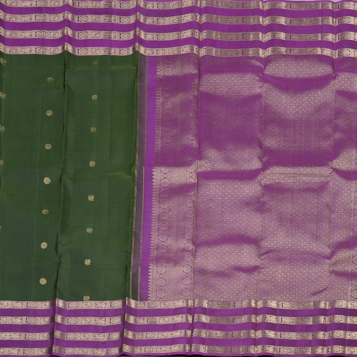 Hayagrivas Handloom Kanjivaram Silk Saree in Sumptuous Mehendi Green KBD1873B15-2