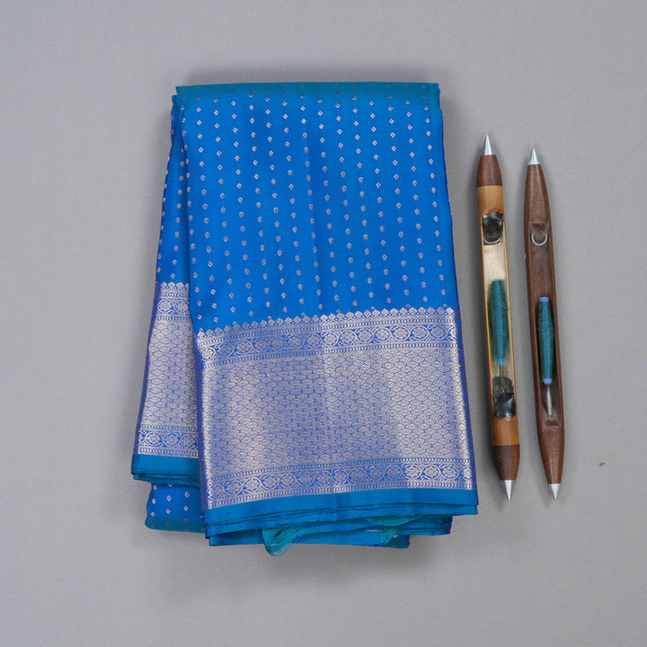Hayagrivas Handloom Kanjivaram Silk Saree in Enchanting Peacock Blue KBD1873B2-1