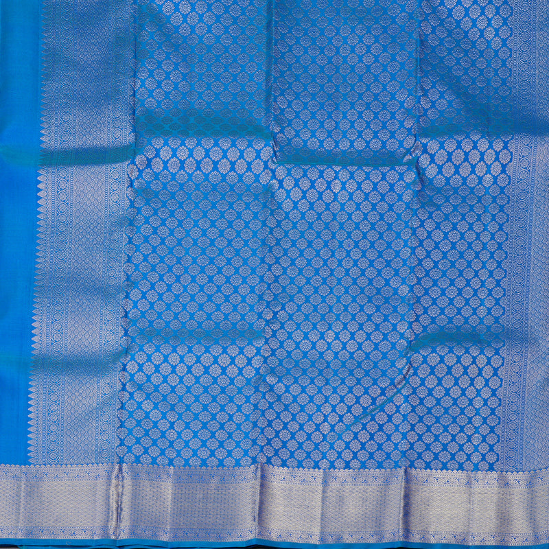 Hayagrivas Handloom Kanjivaram Silk Saree in Enchanting Peacock Blue KBD1873B2-1
