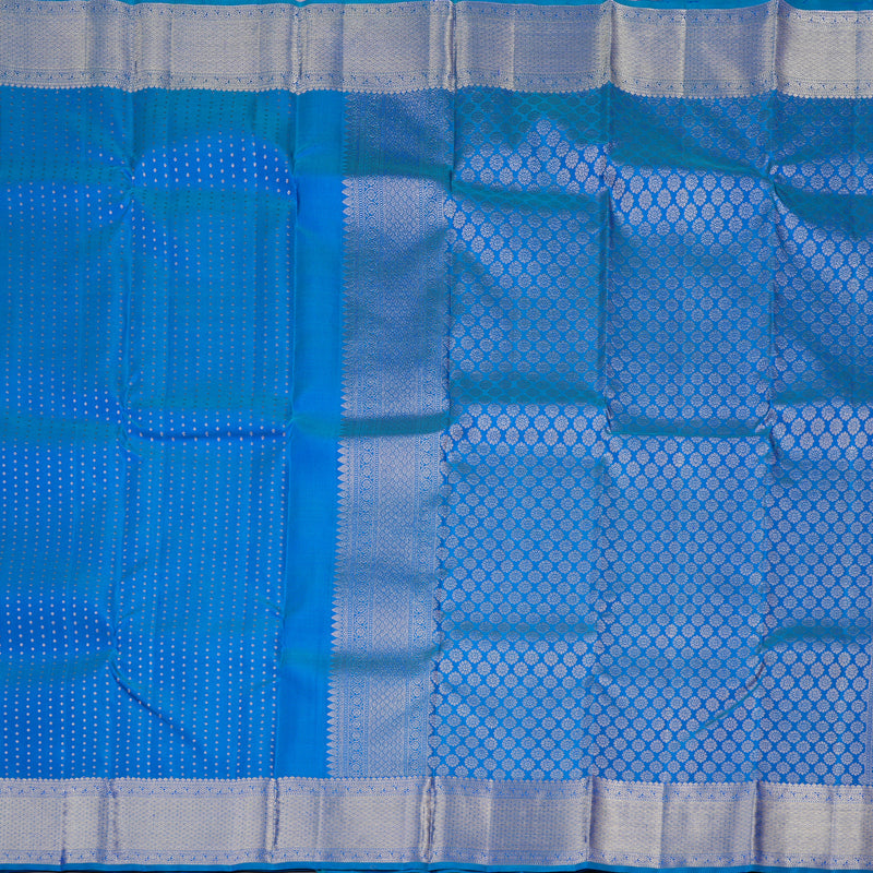 Hayagrivas Handloom Kanjivaram Silk Saree in Enchanting Peacock Blue KBD1873B2-1