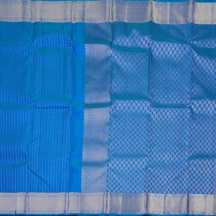 Hayagrivas Handloom Kanjivaram Silk Saree in Enchanting Peacock Blue KBD1873B2-1