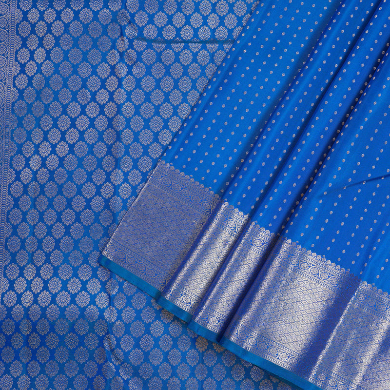 Hayagrivas Handloom Kanjivaram Silk Saree in Enchanting Peacock Blue KBD1873B2-1