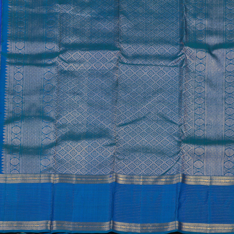 Hayagrivas Handloom Kanjivaram silk saree in Blue with Peacock blue Rettapet KBD1873B25-1