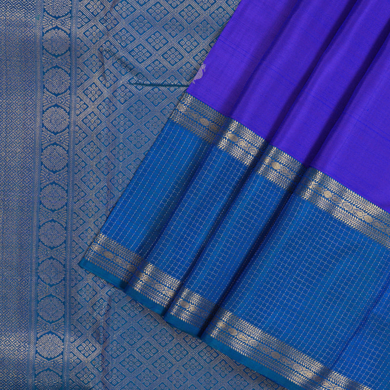 Hayagrivas Handloom Kanjivaram silk saree in Blue with Peacock blue Rettapet KBD1873B25-1